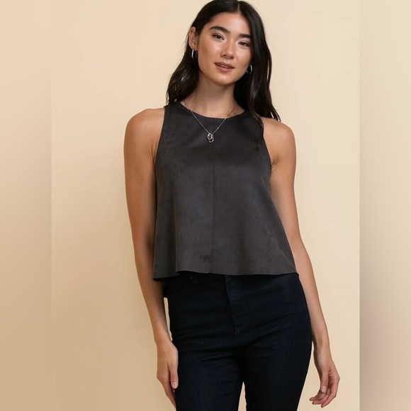 Faux Suede Tank Top - Charcoal - Picture 3 of 4